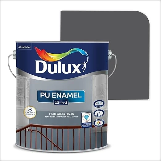 Dulux PU Enamel Smoke Grey 1Lr High Gloss Finish Paint for Interior Exterior