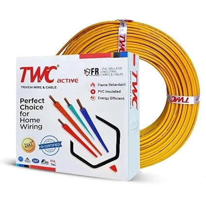 TWC Active Yellow 1 SQMM 90 METER | Copper Wire | HRFR (Heat Resistant Flame Ret