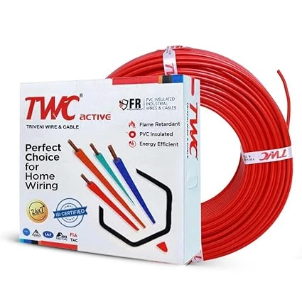 TWC Active Red 4 SQMM 45 METER | Copper Wire | HRFR (Heat Resistant Flame Retard