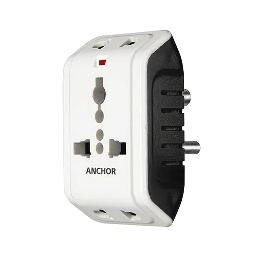 ANCHOR 6A 3 Pin Multi Plug Socket Travel Adapter with Universal Socket, 3 Pin Mu