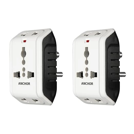 ANCHOR 6A 3 Pin Multi Plug Socket Travel Adapter with Universal Socket, 3 Pin Mu