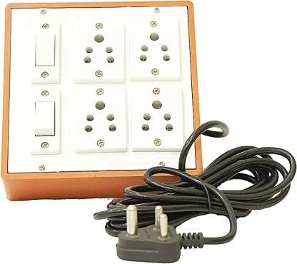 Hi-PLASST PINS N PLUGS PVC Extension Switch Board with Two 5amp Switches and Fou