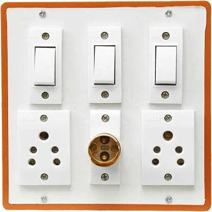 Hi-PLASST PINS N PLUGS Pvc Extension Switch Board With Three 5Amp Switches,Two 5