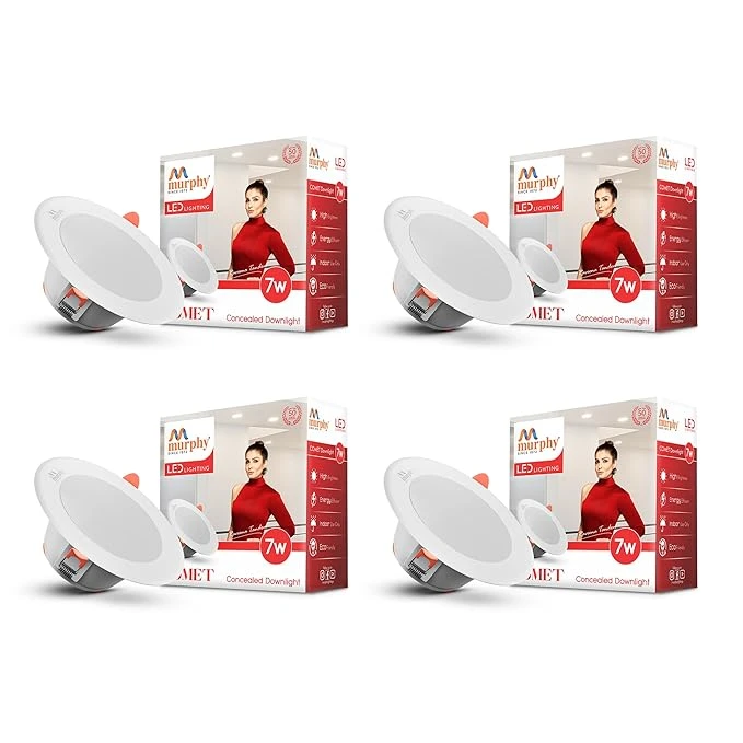 Murphy 7-Watts Comet Round LED Panel Conceal Down Light (Red) - Pack of 4