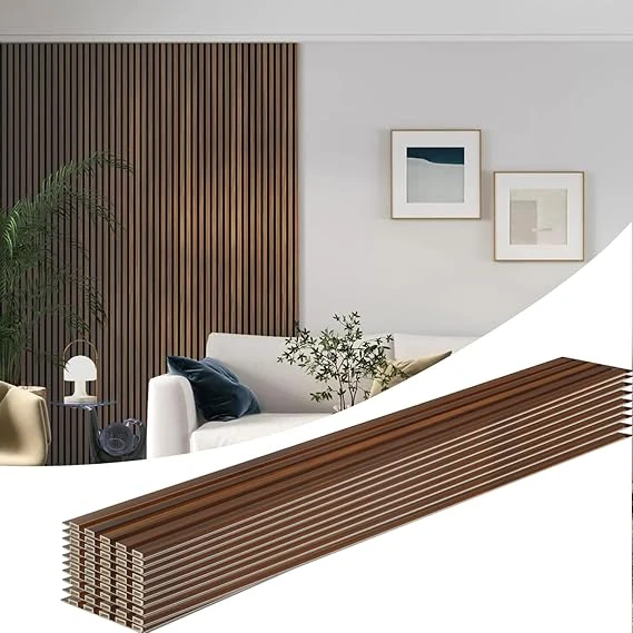The Decor Co. A-77 9.5 Feet x 6.6 Inch WPC Louver Panels 3D Wooden Wallpaper Til