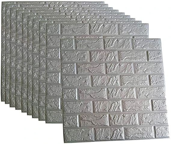 SAYFINE sayfineWaterproof PE Foam 3D Wall Panels Wallpaper Sticker - Grey Design