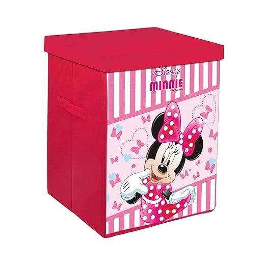 Kuber Industries Foldable Laundry Basket for Clothes with Lid | Disney Minnie Pr