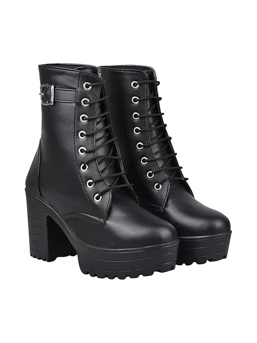 Shoetopia Women Shoeopia & Girls Strappy High Ankle Boot Buckle Ankle Boots