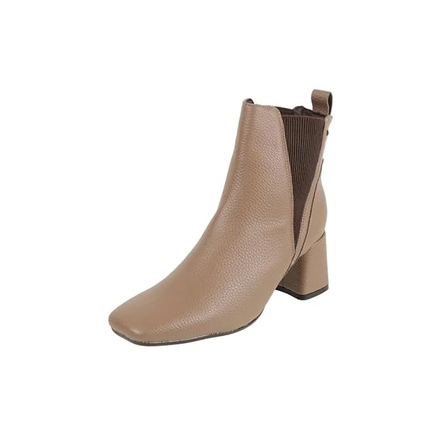 Mochi Women Block Heel Trendy Faux Leather Chelsea Boot