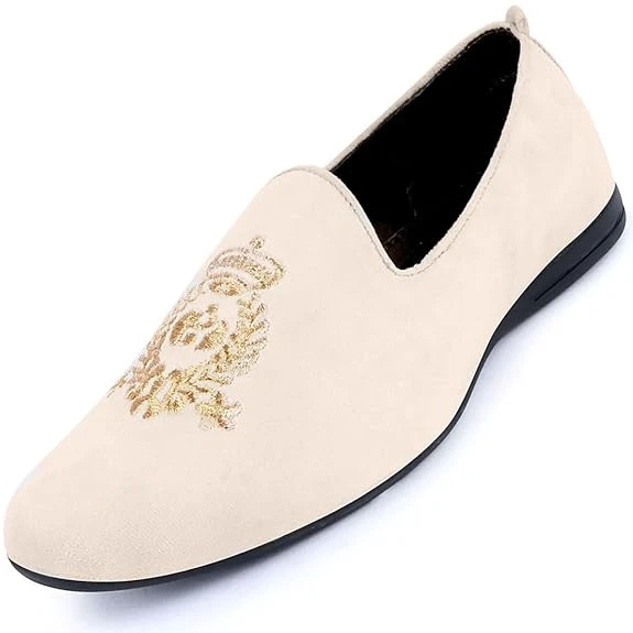 FAUSTO Mens Embroidered Slip-On Loafers | Royal Ethnic Party Shoes |Ethnic Jutti
