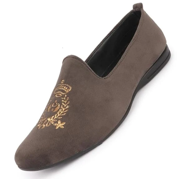 FAUSTO Mens Embroidered Slip-On Loafers | Royal Ethnic Party Shoes |Ethnic Jutti