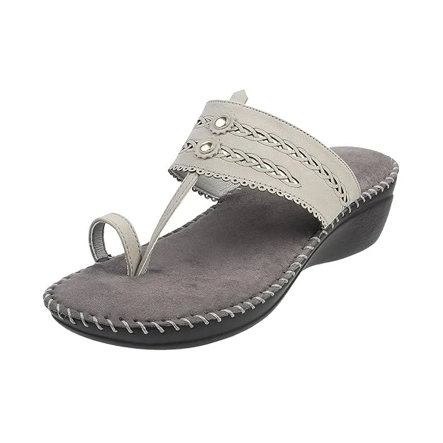 Metro Women's Ethnic Embellished Kolhapuri Fashion Comfort Slip-on Sandal