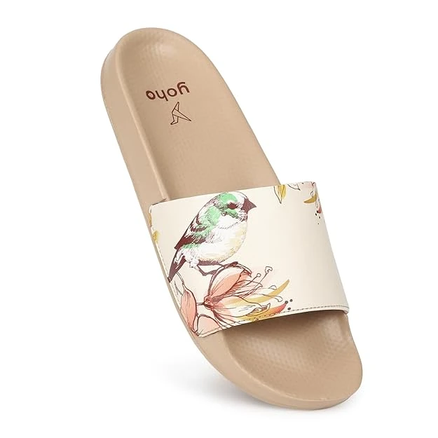 YOHO Tropica Printed Comfortable Women Slides | Stylish & Waterproof | Soft Inne