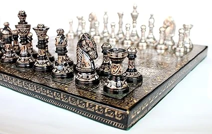 StonKraft 12" x 12″ Collectible Premium Brass Made Chess Board Game Set + All Br