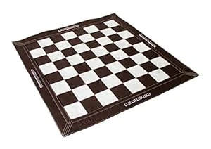 Stonkraft - 19" x 19" - Genuine Leather Chess - Dark Tan Colour | Roll-up Chess 