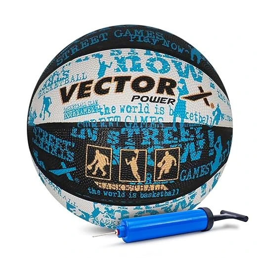 Vector X Power Rubber Moulded Indoor/Outdoor Basketball with Butyl Bladder, Blac