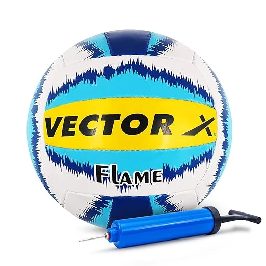 Vector X 18 Panel Flame Rubber Hand Stitched Indoor/Outdoor Volleyball + Pump wi