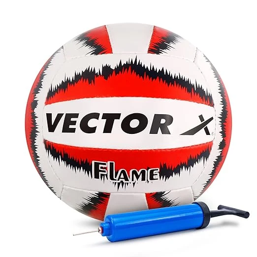 Vector X 18 Panel Flame Rubber Hand Stitched Indoor/Outdoor Volleyball + Pump wi