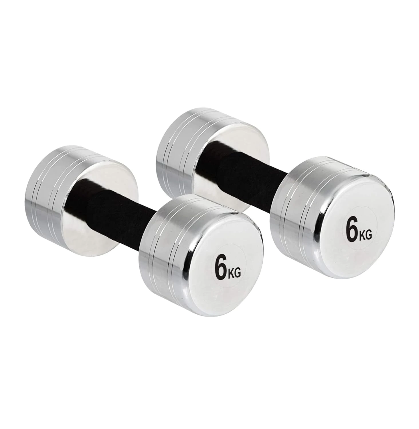 Amazon Brand - Symactive Chrome Plated Steel Dumbbell, Set of 2, 6 Kg