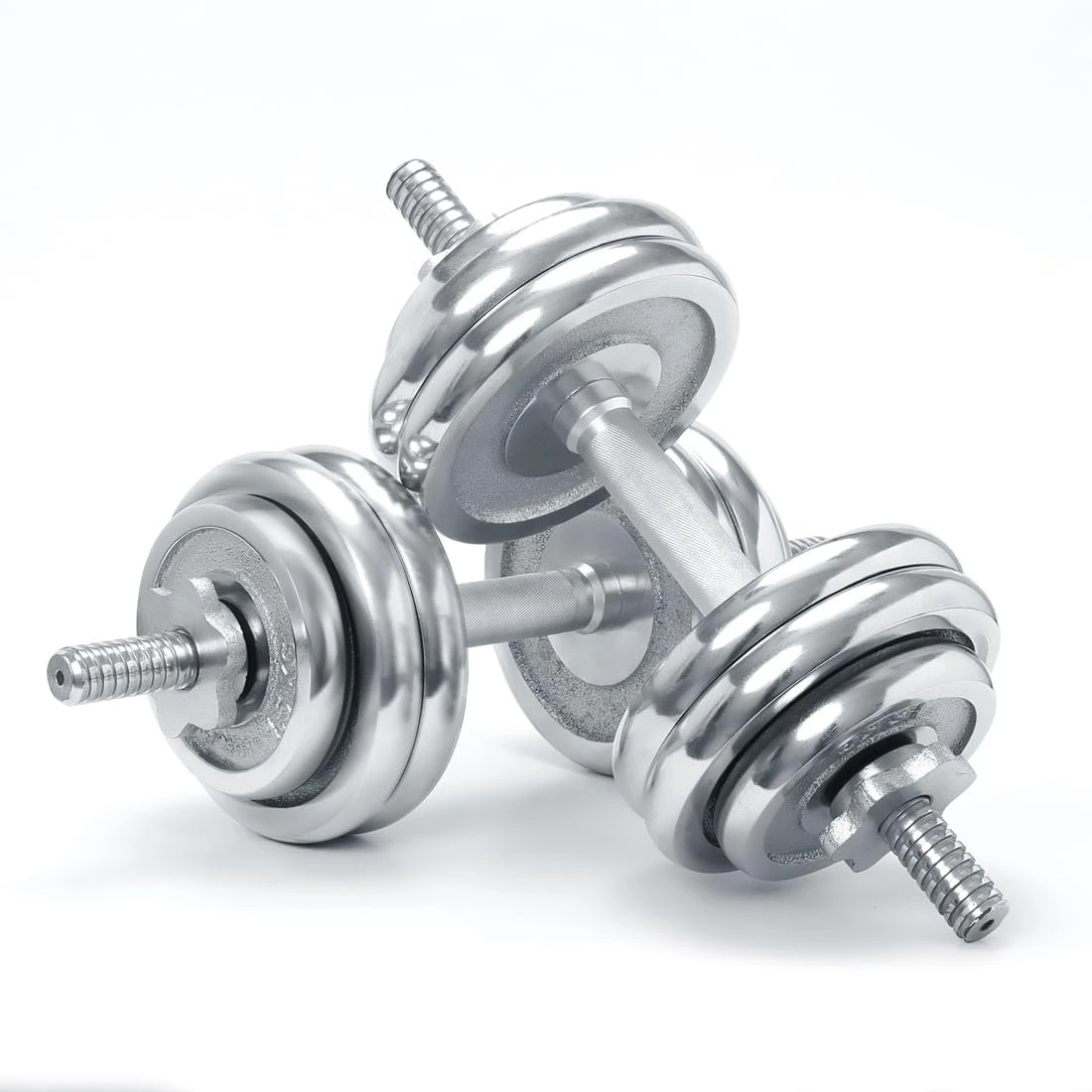 Amazon Brand - Symactive Iron Chrome Plated Spinlock Adjustable Dumbbell For Hom