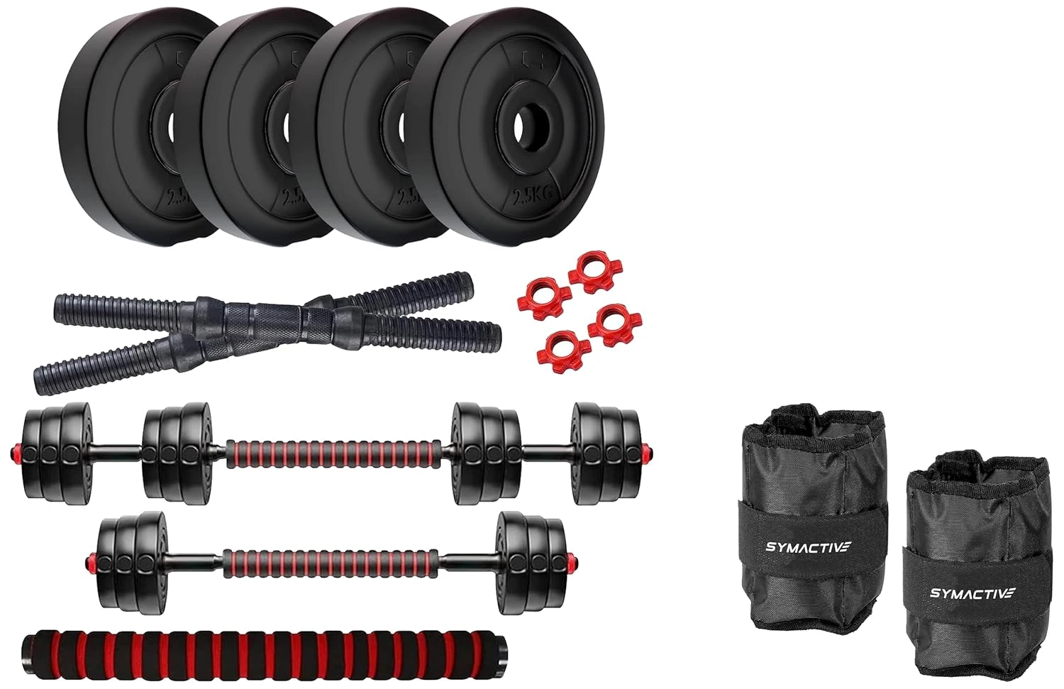 Amazon Brand - Symactive 3-in-1 Convertible Dumbbells & Ankle Weight Combo
