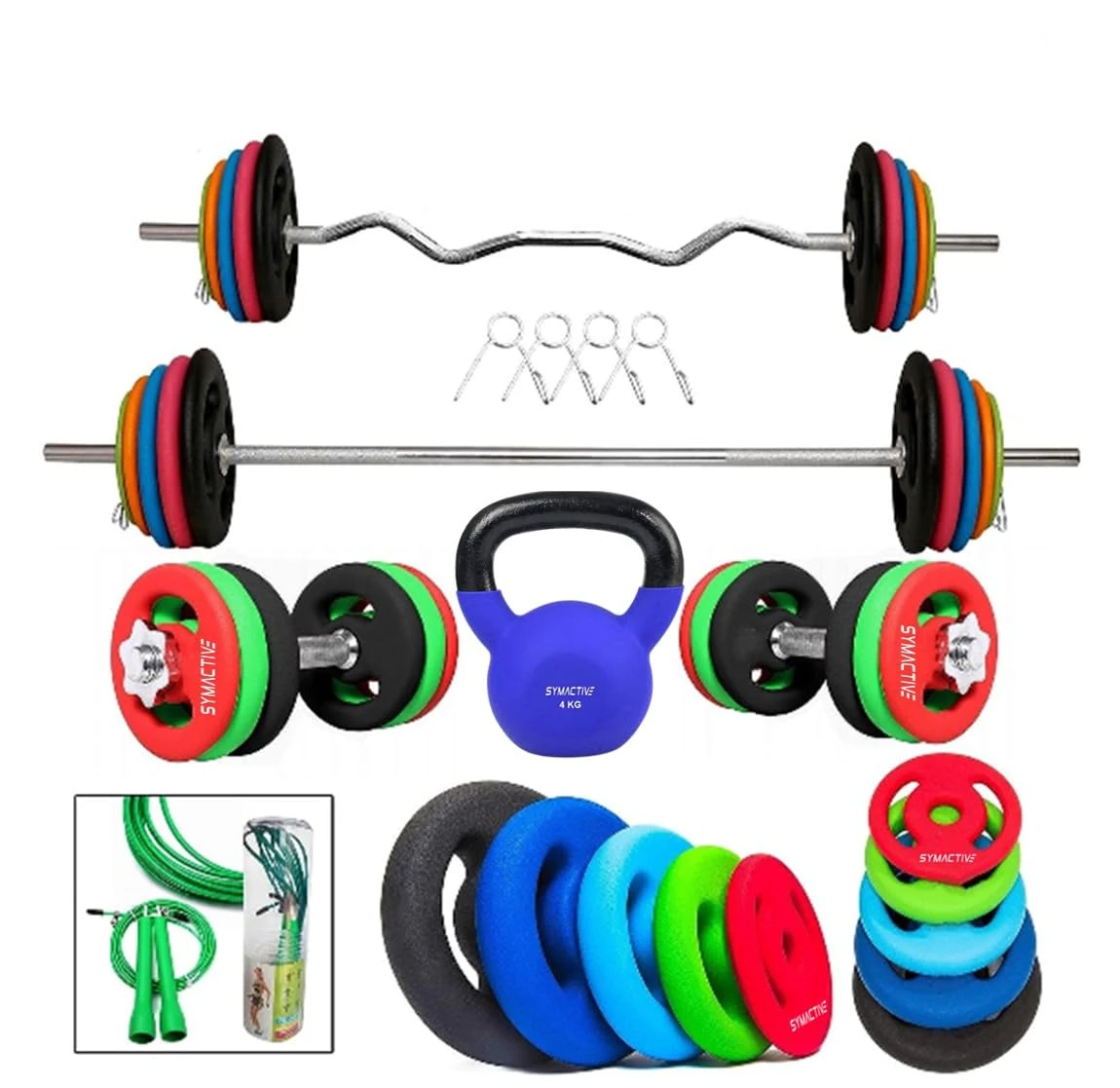 Amazon Brand - Symactive Best Home Gym Training (20 Kg to 50 Kg) Home Gym Set wi