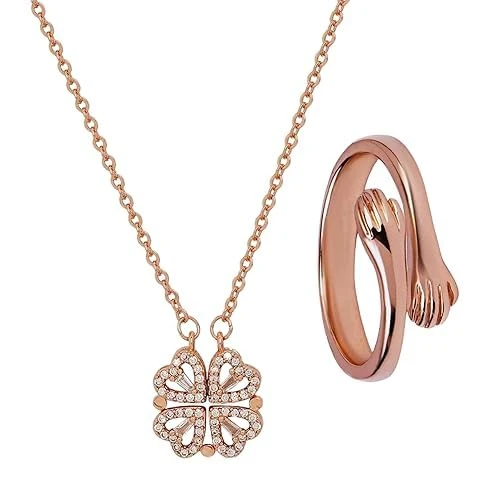 SALTY Anti Tarnish Radiant Love Gift Box | Necklace & Ring Jewellery Set for Wom