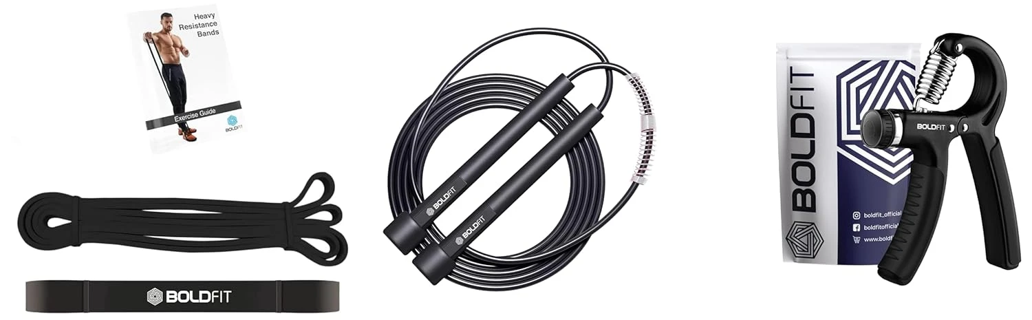 Boldfit Resistance Band, Natural Rubber Construction, Heavy Resistance Level, Ex