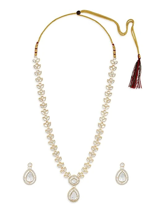 ZAVERI PEARLS Gold Tone Dazzling Stones Austrian Diamonds Embellished Necklace &
