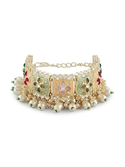 ZAVERI PEARLS Multi Colour Enamel Kundan & Beads Ethnic Bracelet For Women-ZPFK1