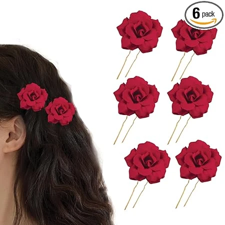 TEMPERIA (6pcs) Hair Accessories For Women & Girls - Bridal Brooch & Braid for H