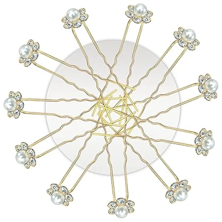 TEMPERIA (12pcs) Diamond Pearl U Pins Hair Accessories for Women & Girls - Decor
