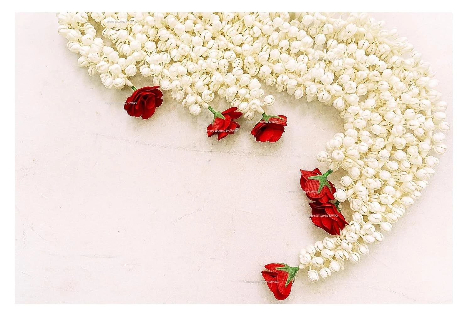 SPHINX Artificial Jasmine Buds (Mogra) & Rose Strings Garlands for Festivals Poo