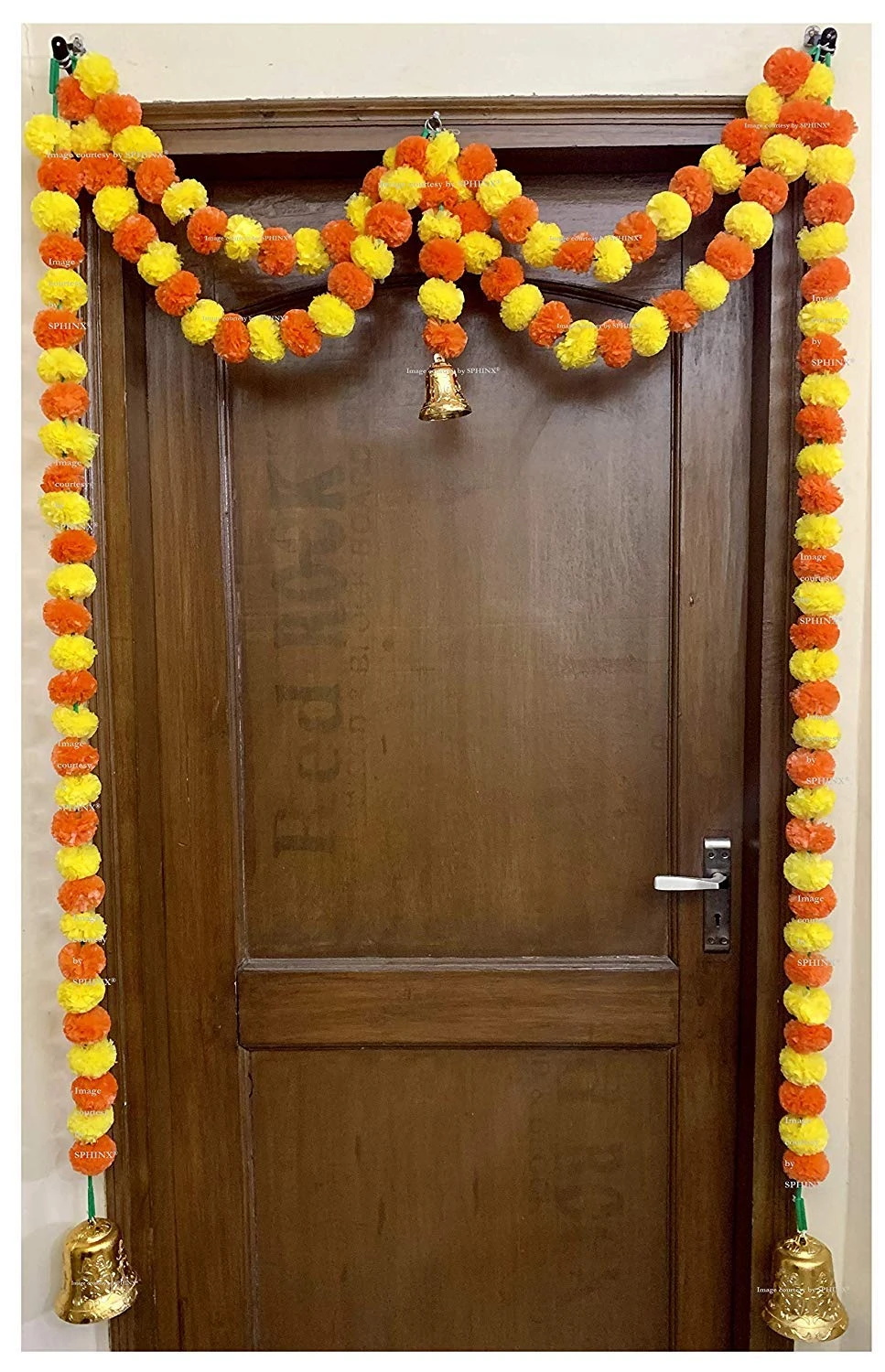 SPHINX Artificial Marigold Fluffy Flowers Garlands Double line Door Toran Set/Do
