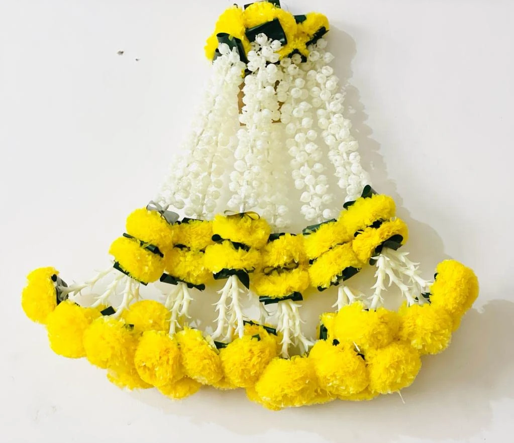 SPHINX Artificial Marigold,Jasmine,Lily,Green Leaves Tassles Garlands/Wall hangi