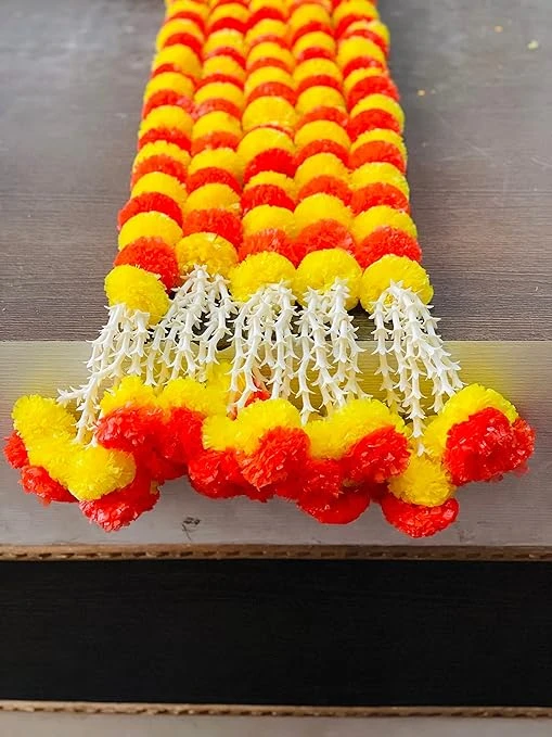 SPHINX Artificial Marigold Fluffy Flowers and Tuberose (rajnigandha) Clustered G
