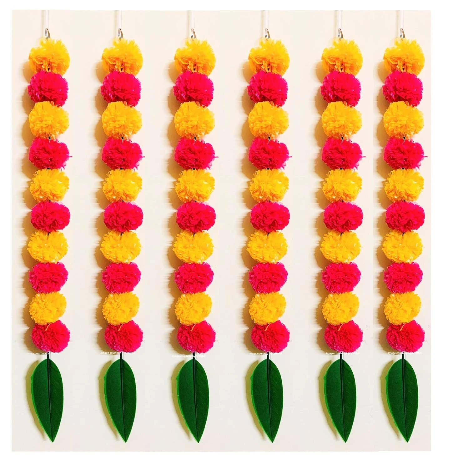 SPHINX Artificial Marigold Fluffy Flowers and Mango Leaves Short Garlands/latkan