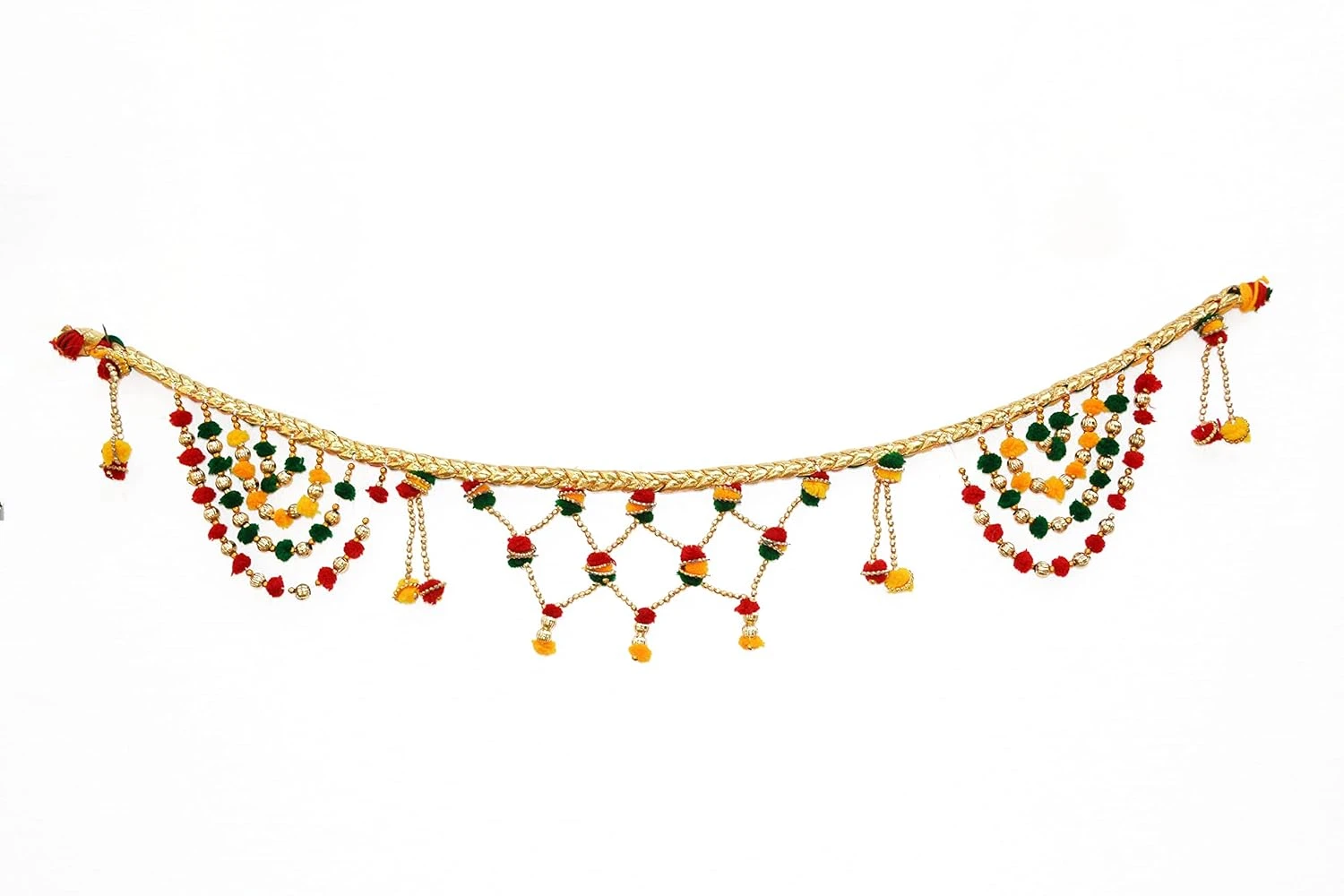 CraftVatika Pom Pom Toranam Hanging Bandhanwar for Door Wall, Handmade Multicolo
