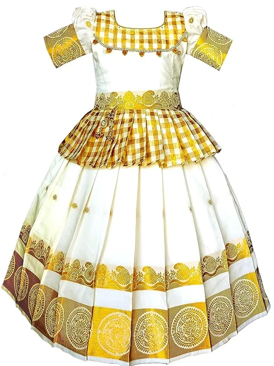 SNEHA READYMADES Girl's Silk Readymade Traditional Lehenga Choli with- off white