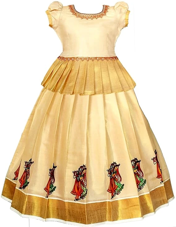 SNEHA READYMADES Girl's Silk Readymade Traditional Lehenga Choli with-KERALP PAT