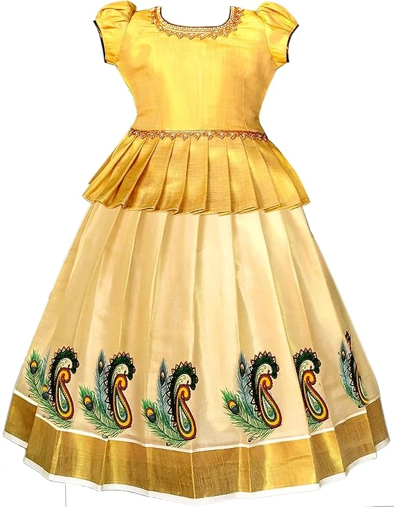 SNEHA READYMADES Girl's Silk Readymade Traditional Lehenga Choli with-KERALP PAT