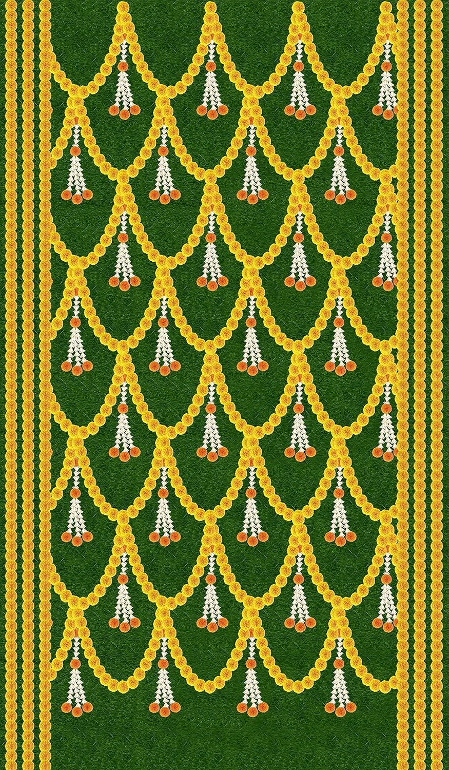 Backdropon Hanging Marigold Flower Design Backdrop for Pooja Decoration Traditio