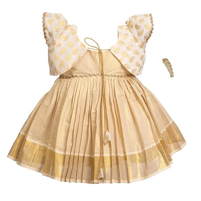 Picksparrow Baby Girl Tissue Frock/Traditional Dress/Ethnicwear with Jacket and 