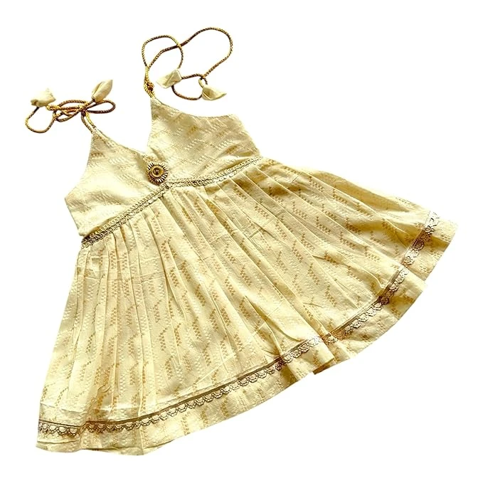 Picksparrow Newborn Baby Girl Ethnic Dress/Traditional Frock (Single-Mirror)