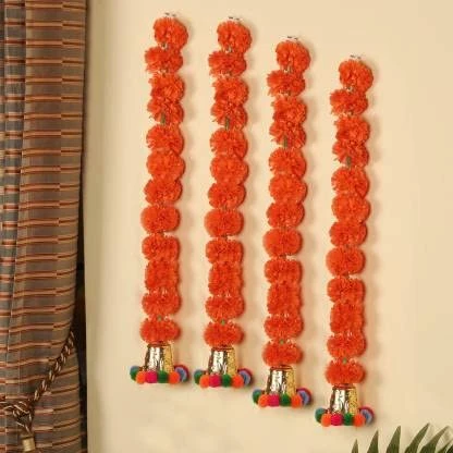 TIED RIBBONS Wall Door Hanging Artificial Marigold Flowers Garlands Bandhanwar T