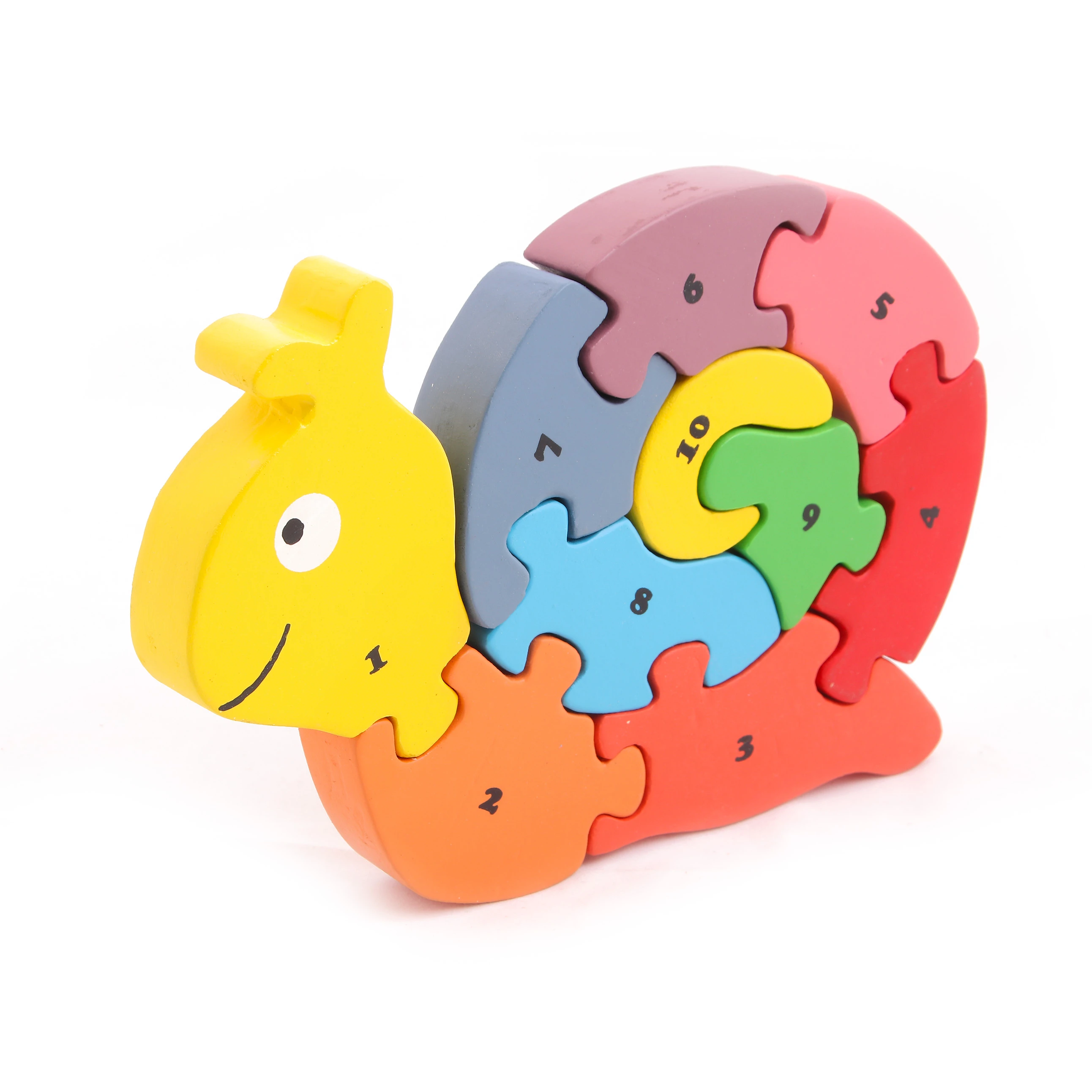 OpaToys Wooden Snail Puzzle – 10 Pcs Number Learning & Color Recognition Montess