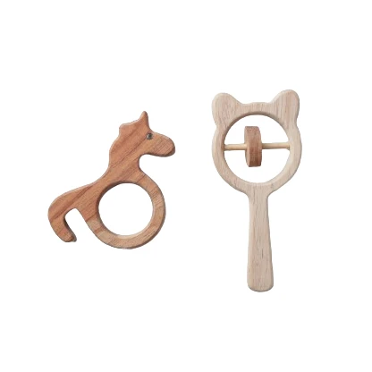 Opa oys Wooden Unicorn Teether & Bear Rattle for Babie