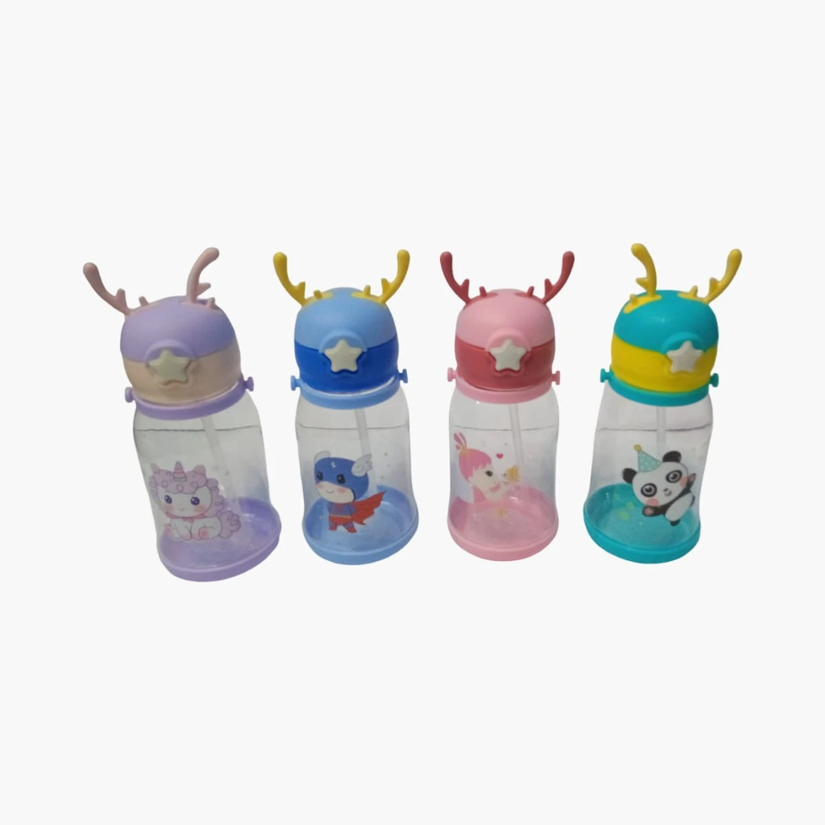 Kids Cartoon Water Bottle with Straw