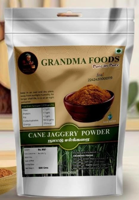 CANE JAGGERY POWDER 500 Grms PACKED STANDUP ZIP POUCH