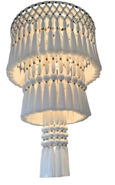 Elegant White Crystal Chandelier, Modern Tiered Design, Decorative Ceiling Light